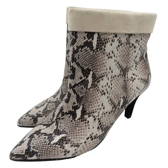 42 Gold Ojai Womens 8.5 Leather Snake Snakeskin Python Print Heeled Ankle Boots - Picture 11 of 11